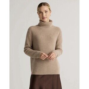 Quince 100% Mongolian Cashmere 2.0 Fisherman Turtleneck Sweater Oatmeal M